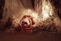 Salt cave in an old mine. Cardona, Spain. CardonaÃ¢â¬â¢s Salt Mountain Cultural Park. Muntanya de Sal Royalty Free Stock Photo